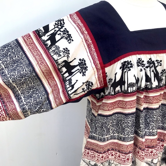 Vintage 70’s Krist Gudnason safari bohemian mumu kaftan patio dress - Picture 3 of 9